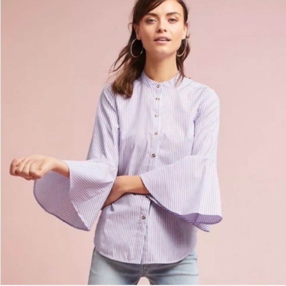 Maeve Blue Striped Button Down Shirt